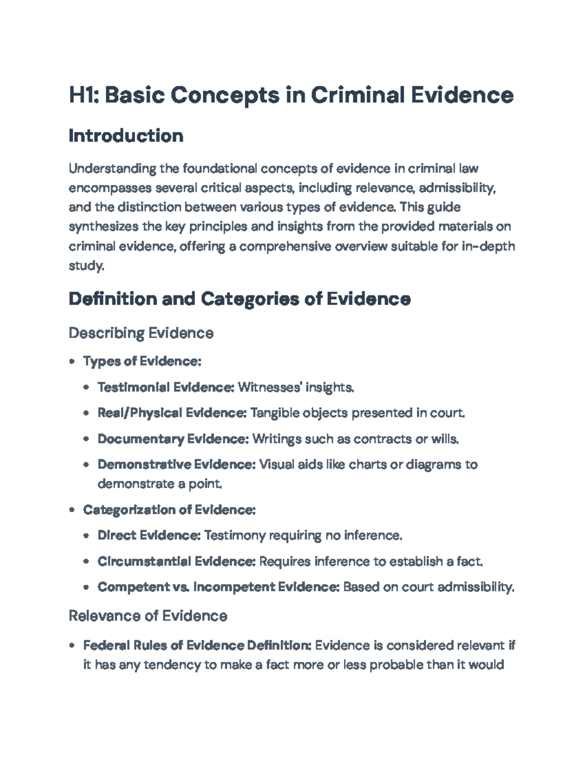 Understanding Basic Concepts in Criminal Evidence (Law 101) - H1: Basic ...