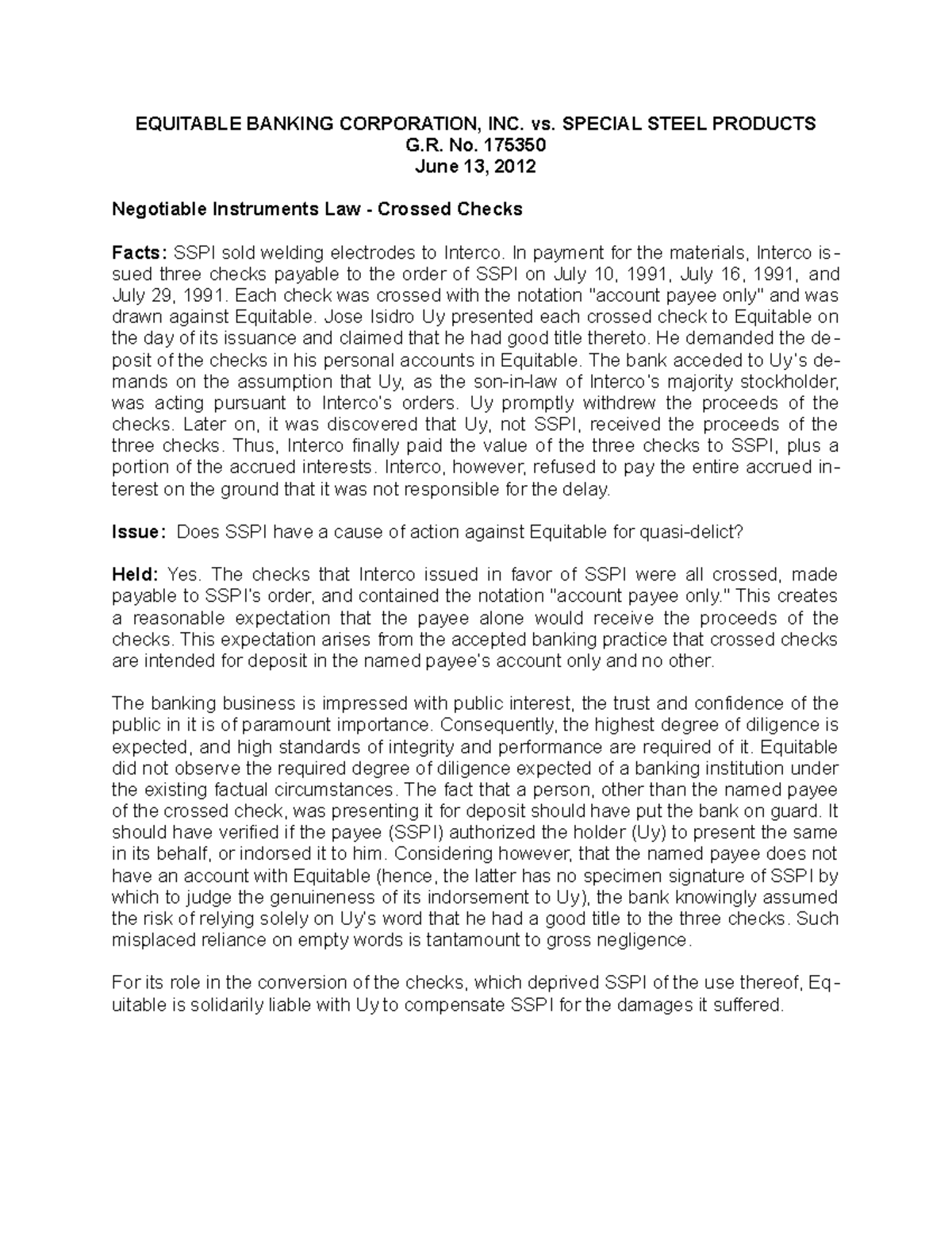 450578139 Equitable Banking Corp v Special Steel Products - EQUITABLE ...