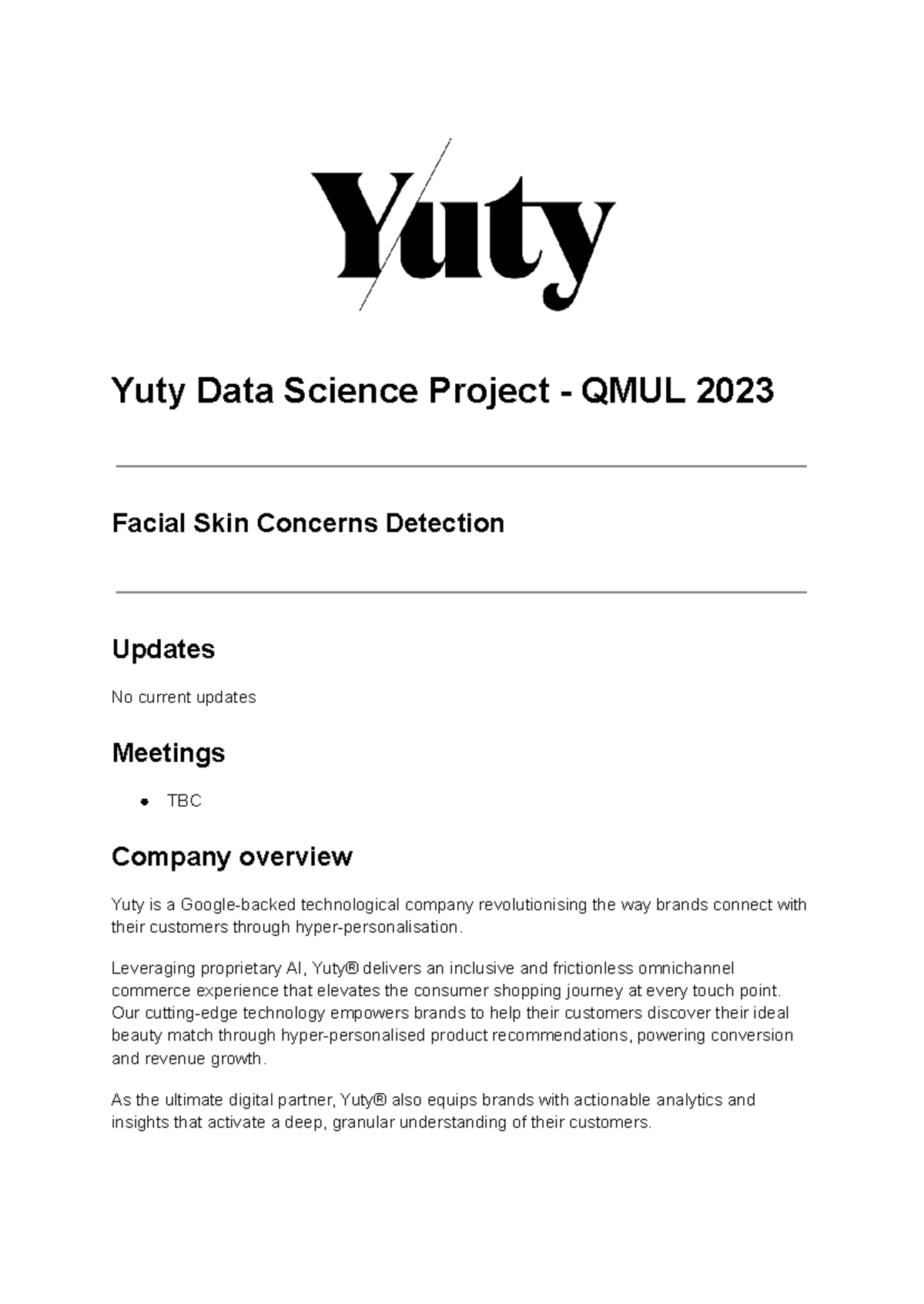 Yuty Data Science Project: Facial Skin Concerns - QMUL 2023 - Studocu