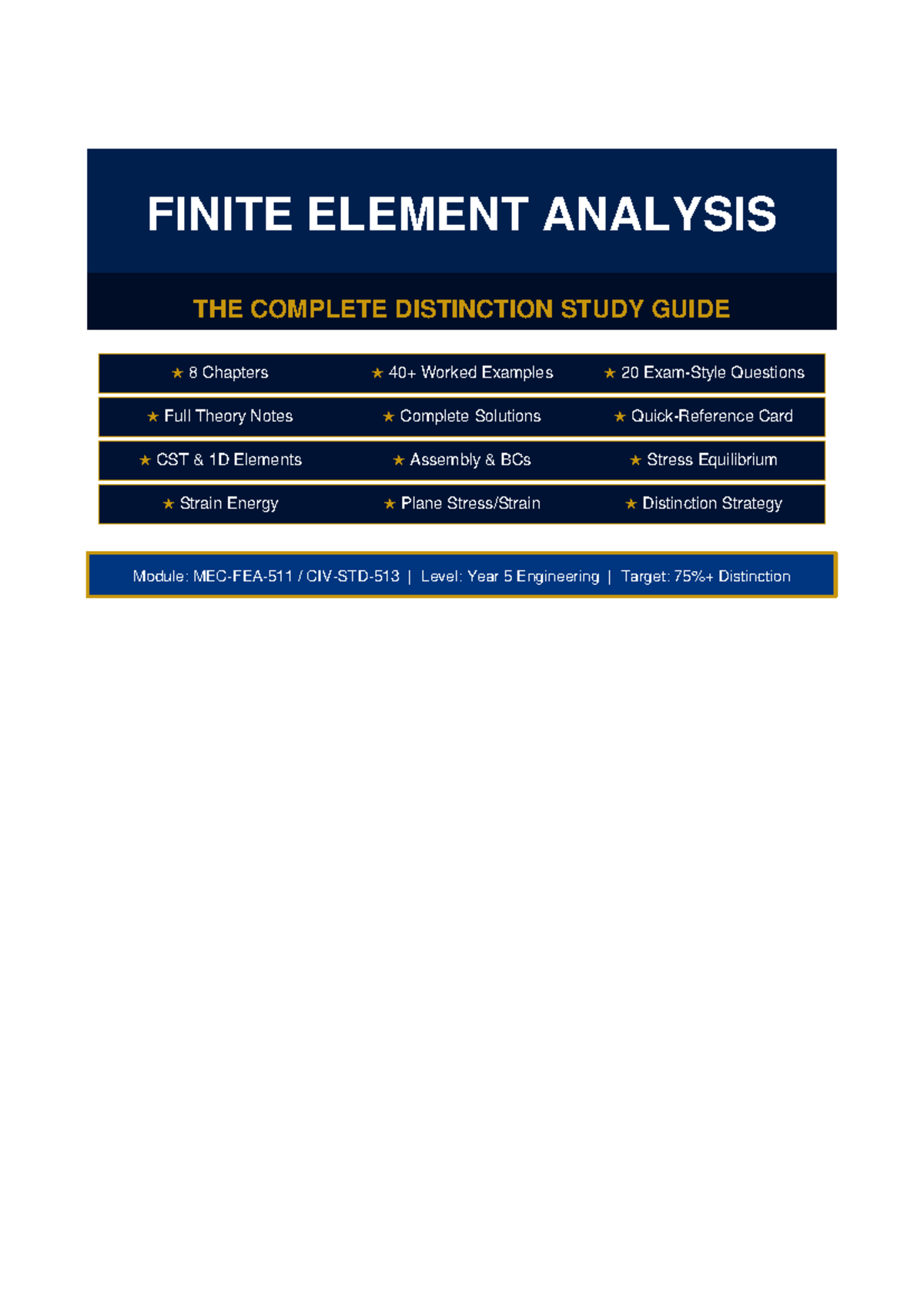 FEA CST Study Guide: Distinction Strategies & Worked Examples - Studocu