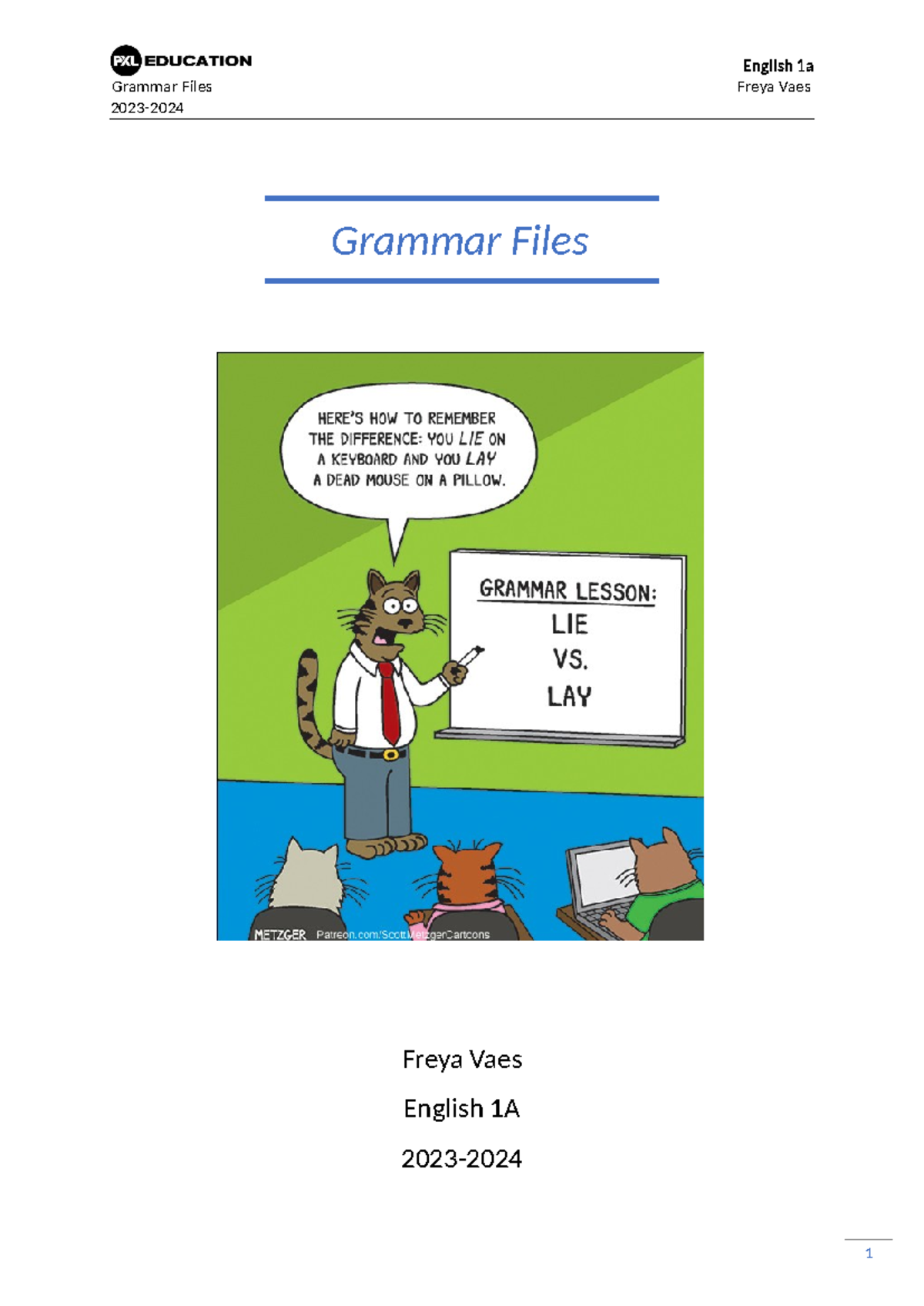 Grammar Files 2023-2024 for English 1A: Tenses and Spelling Rules - Studocu