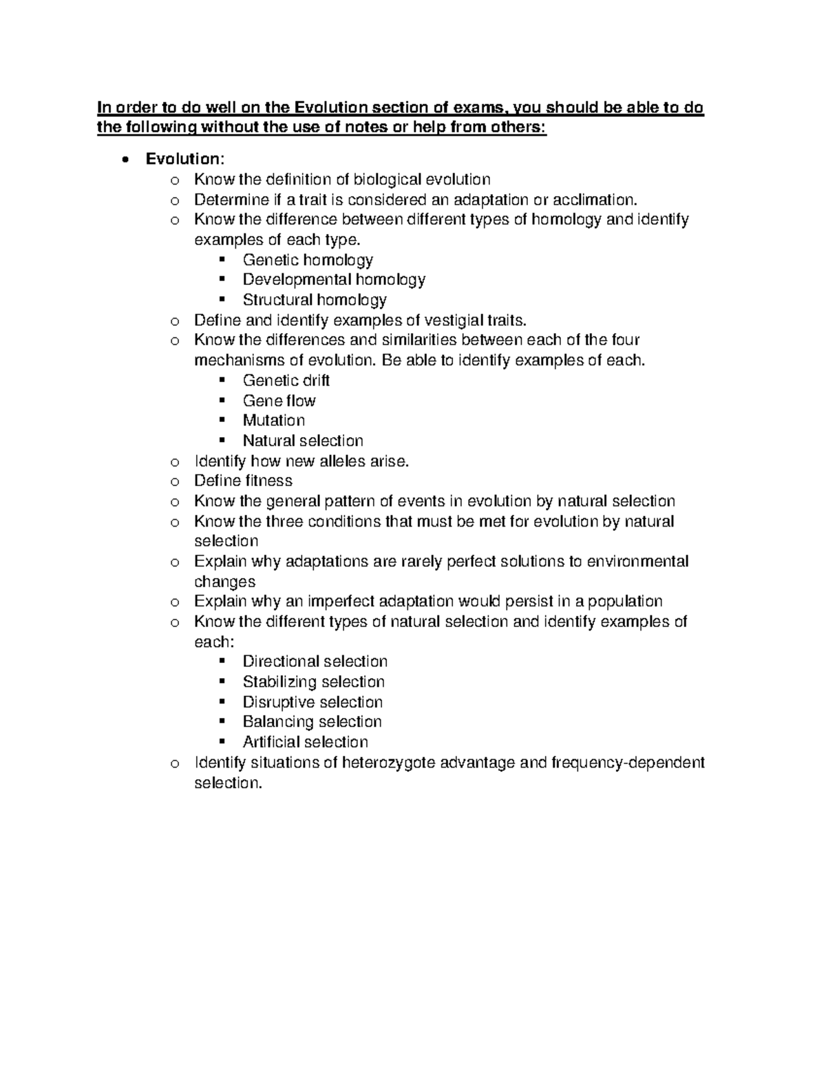 Evolution Exam Study Guide - Studocu