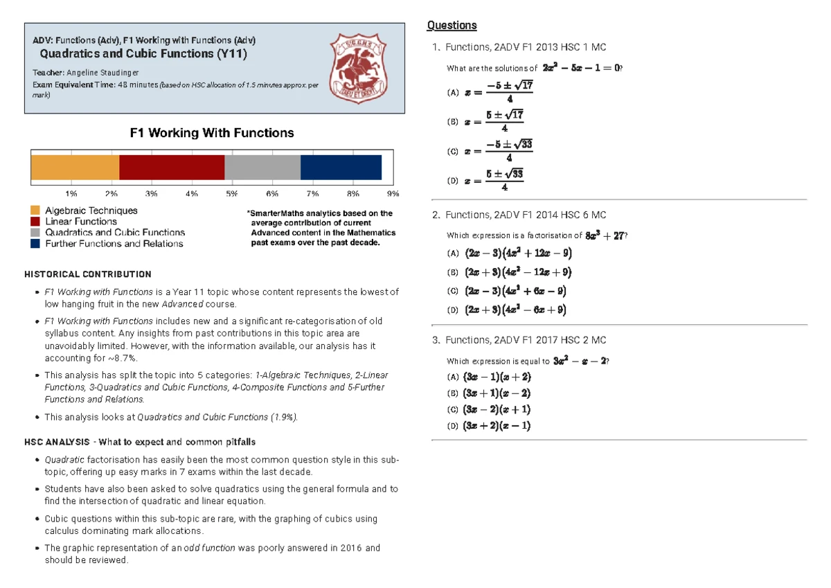 Year 11 Maths Study Notes: Calculus, Statistics & Trigonometry - Studocu