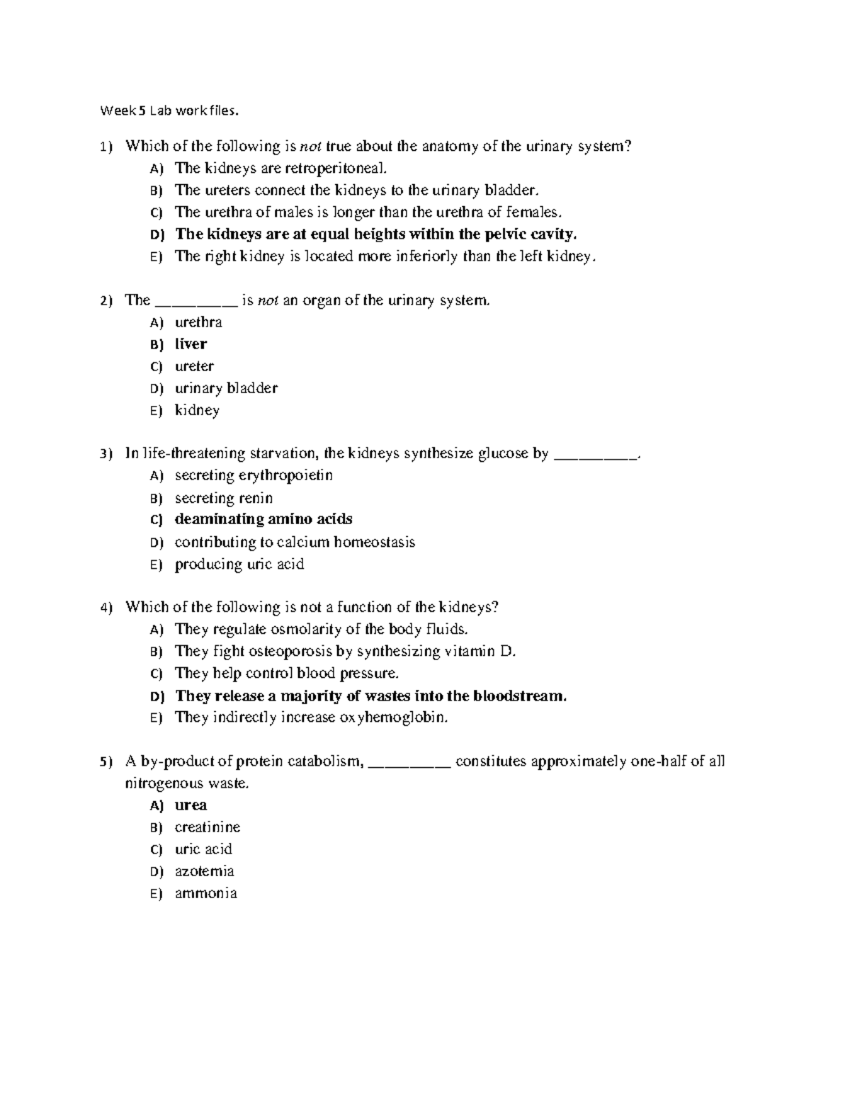 Week 5 lab notes on the urinary system anatomy and functions - Studocu