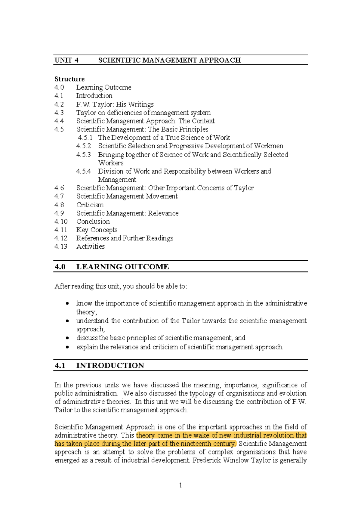 Scientific Management Approach: Insights from F.W. Taylor - Studocu