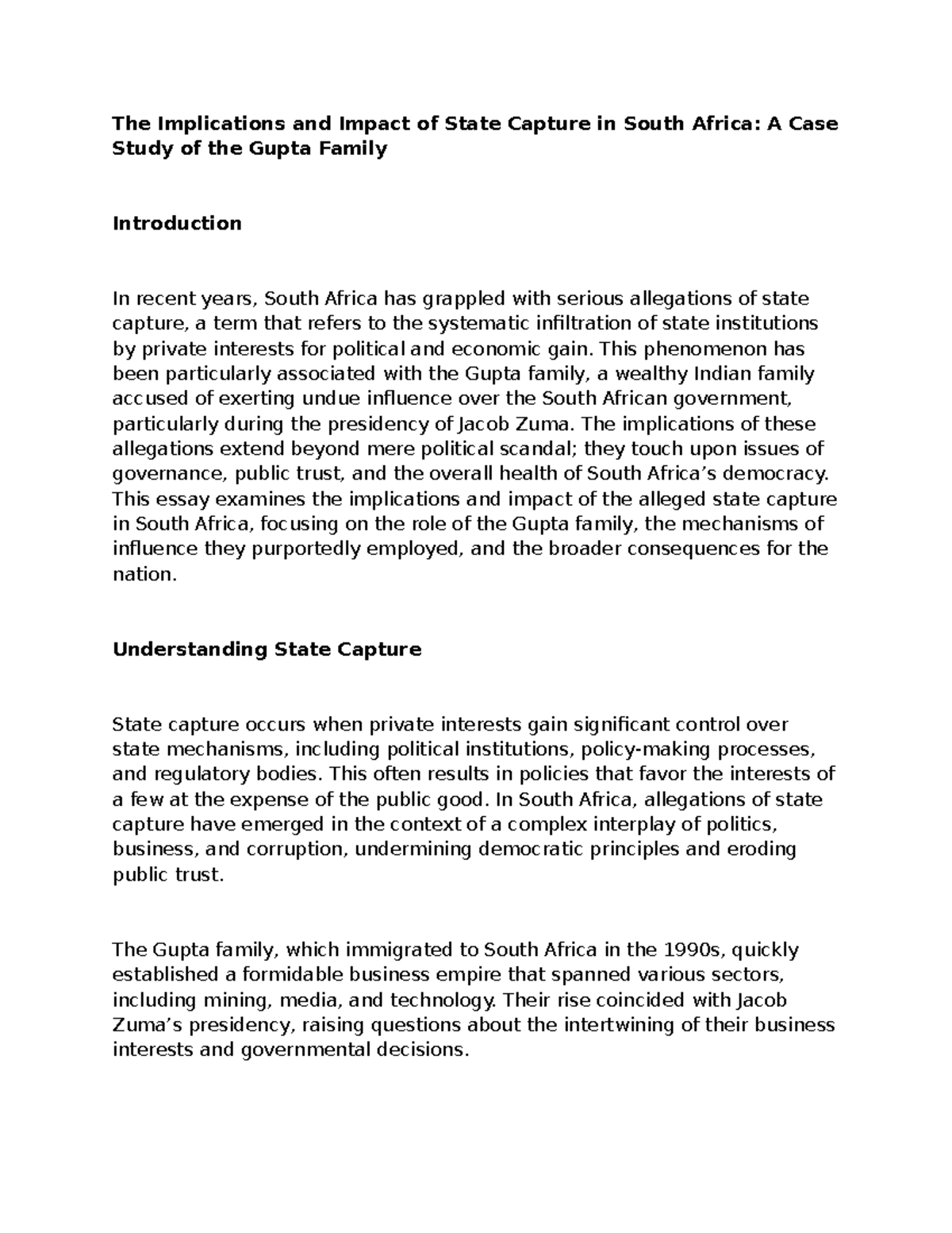State Capture in South Africa: The Gupta Family's Influence and Impact ...