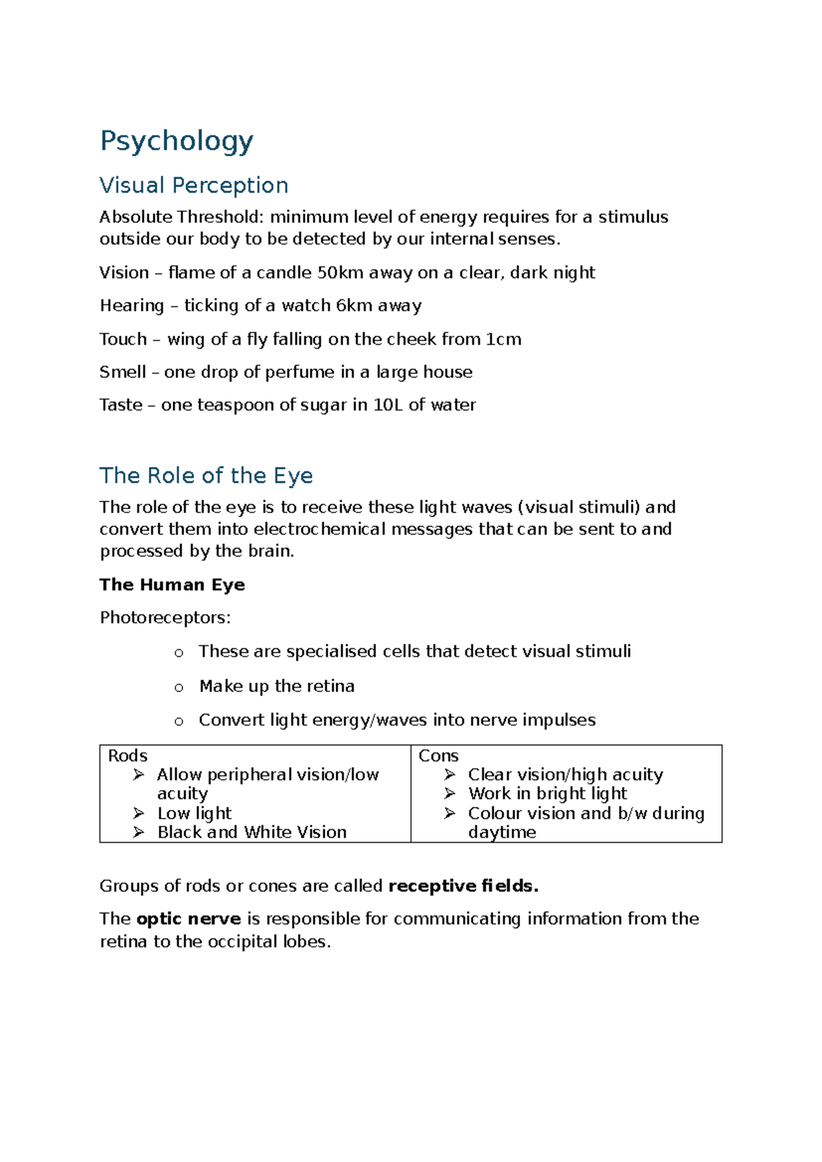 Psychology 101: Visual Perception Concepts and Influences - Studocu