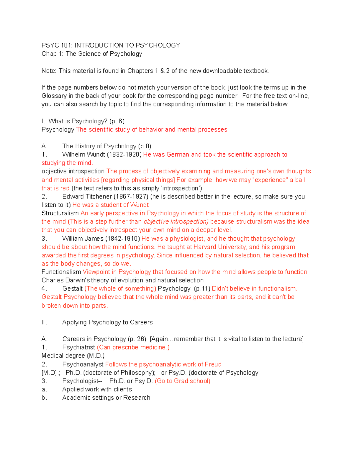 PSYC 101 Midterm Test One Study Guide: Key Concepts & Topics - Studocu
