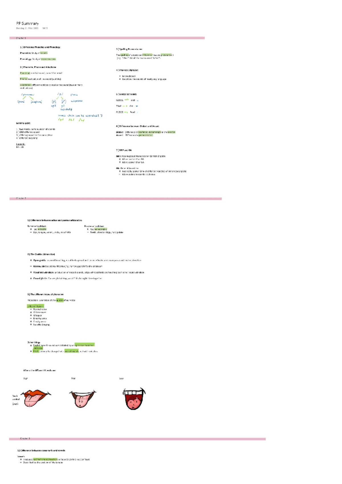 Phonetics and Phonology Study Notes (Lernzettel) - Studocu