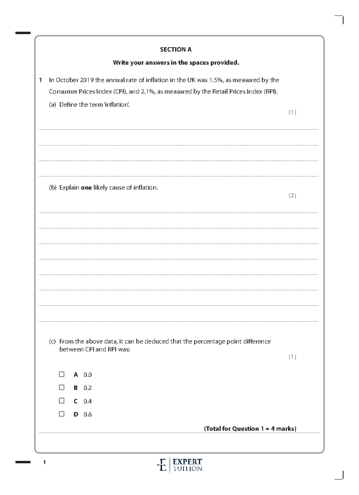 Inflation and Deflation Analysis - ECON 101 Final Exam - Studocu