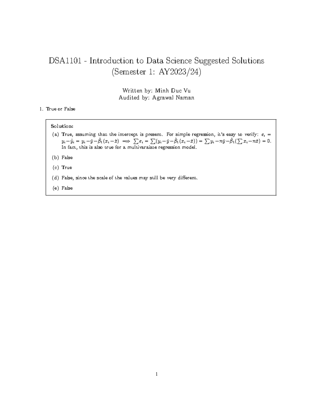 DSA1101 2310 Sol - Introduction to Data Science Suggested Solutions ...