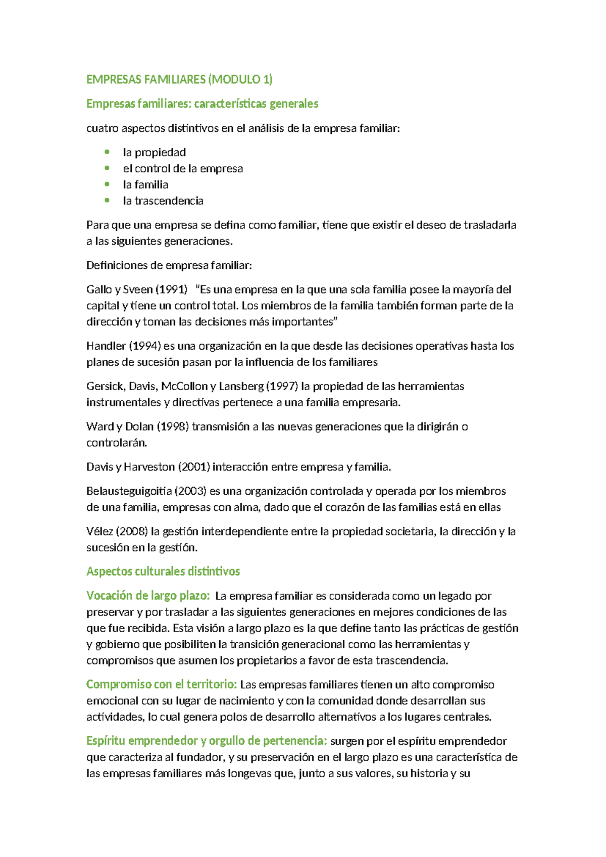 Resumen de Empresas Familiares (Módulo 1 y 2) - Studocu