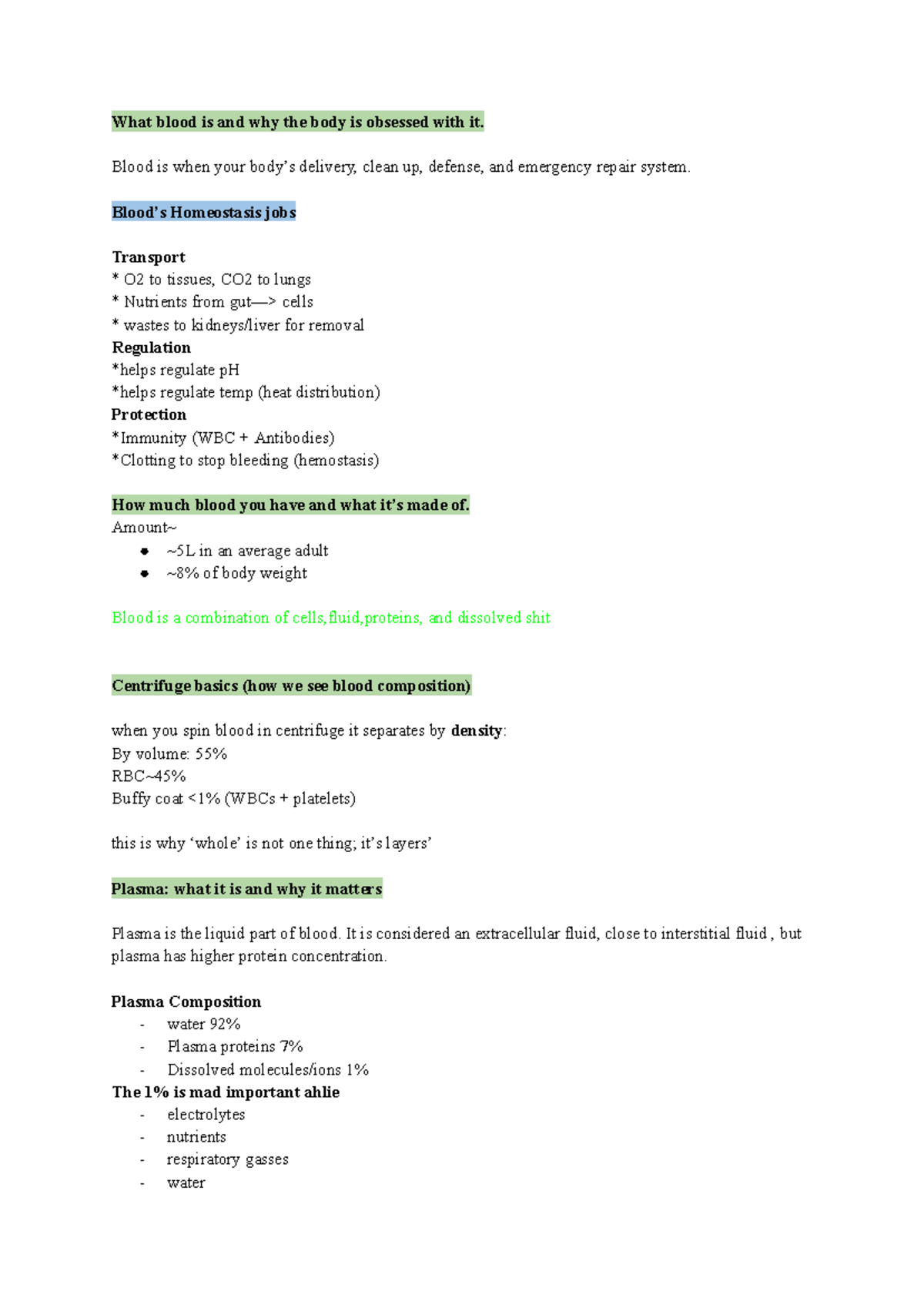 BIO 111 - The Blood: Chapter 18 Overview and Key Concepts - Studocu