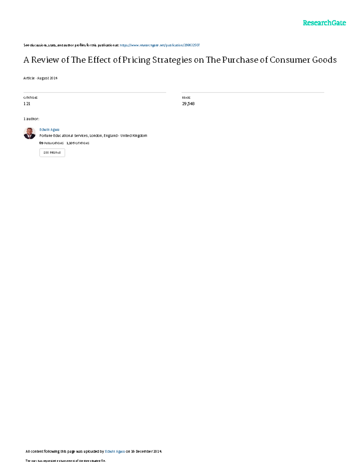 A Review of Pricing Strategies and Consumer Purchase Decisions (IJRMST ...