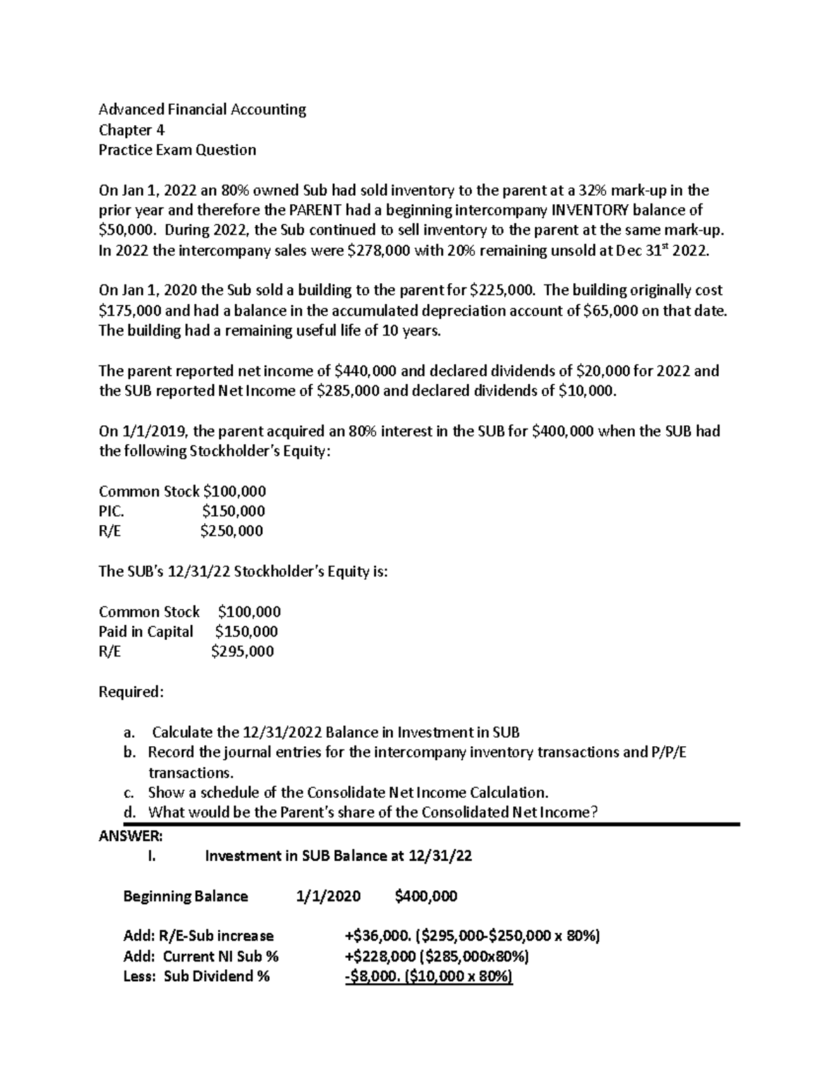 ADV Chap 4 Practice Exam Question and ANS - Advanced Financial ...