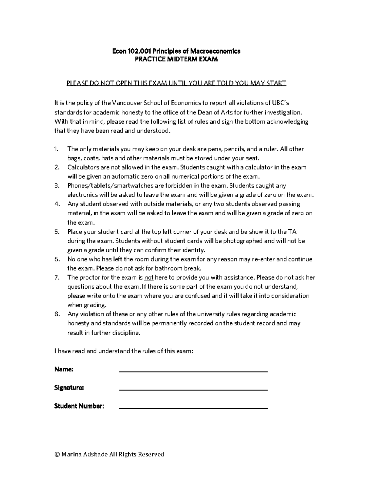 ECON 102 Practice Midterm Two Exam Graphs - Econ 102 .0 01 Principles ...