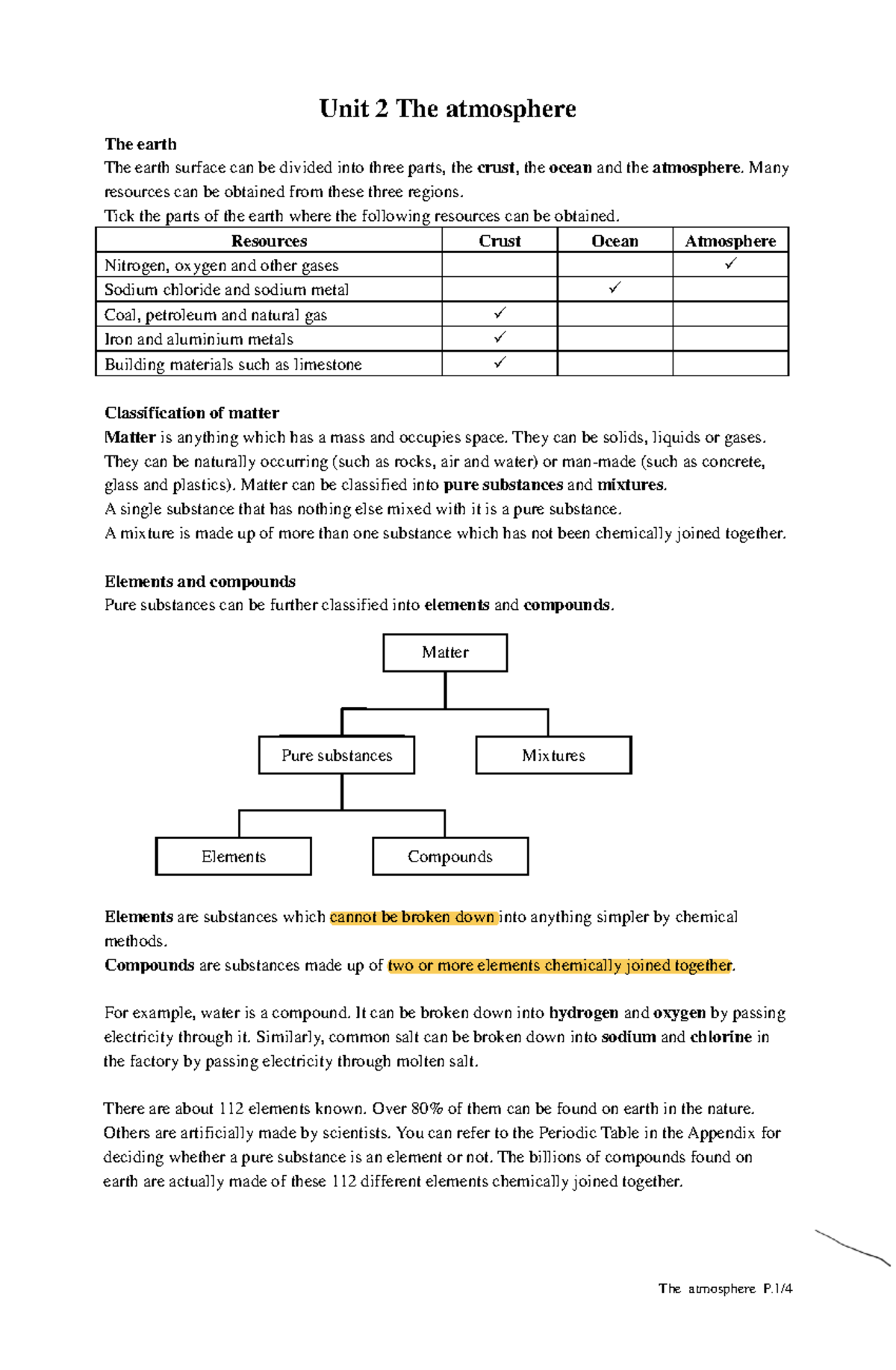 Unit 2: The Atmosphere - Study Notes and Answers (2012 Version) - Studocu