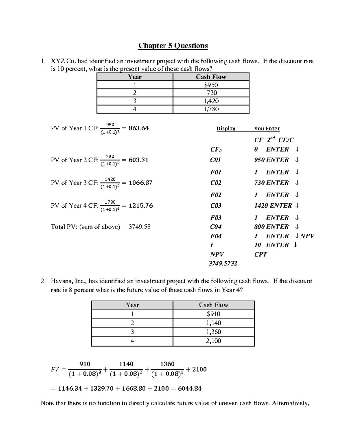 Chapter+5+Solutions - Ch5 solutions - Chapter 5 Questions 1. XYZ Co ...