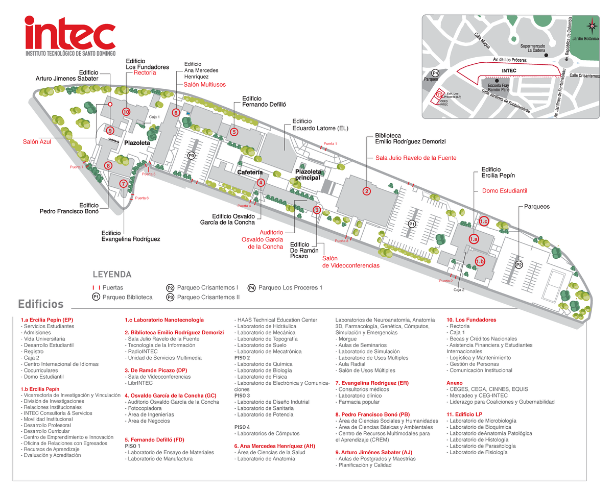 Mapa del Campus INTEC: Edificios y Servicios Estudiantiles - Studocu
