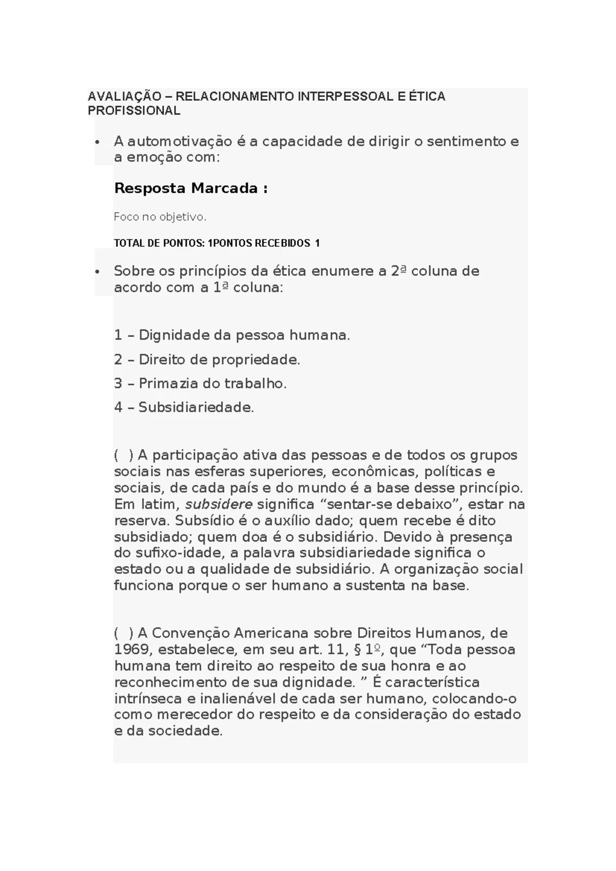 Avaliação – Relacionamento Interpessoal E Ética Profissional ...