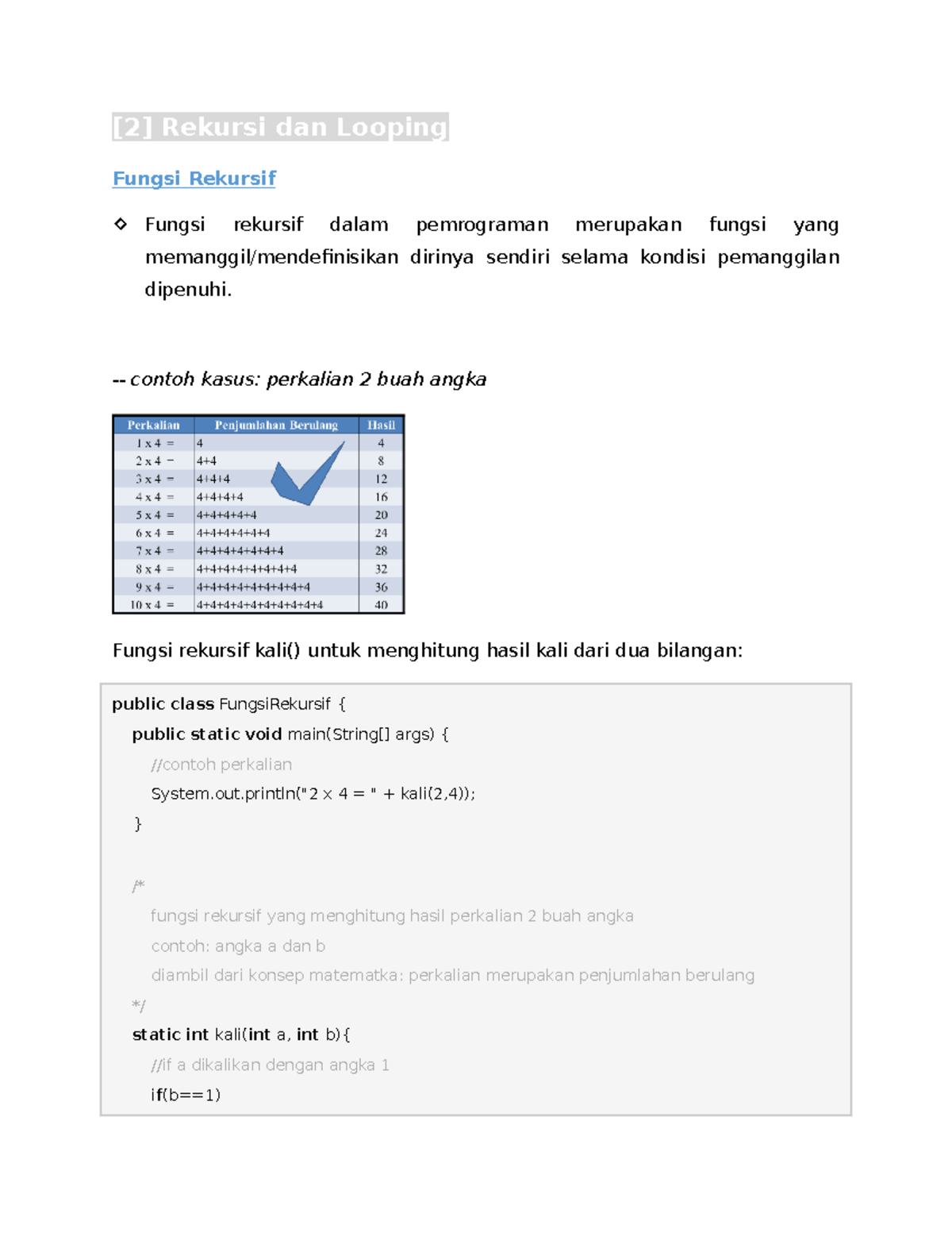 Rekursi dan Looping dalam Pemrograman Java: Konsep Dasar dan Contoh ...
