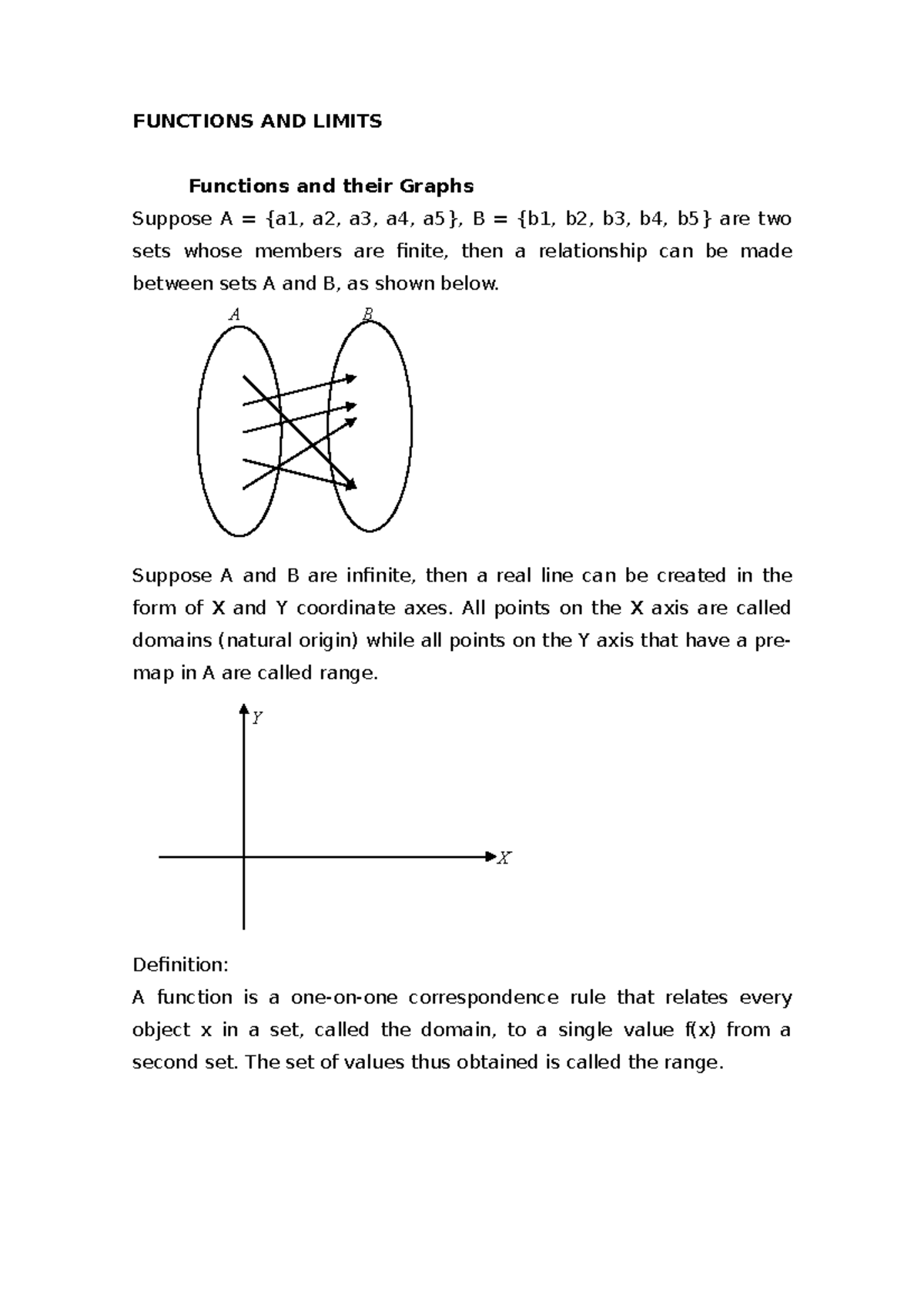 Limit AND Function-Functions and their Graphs - FUNCTIONS AND LIMITS ...