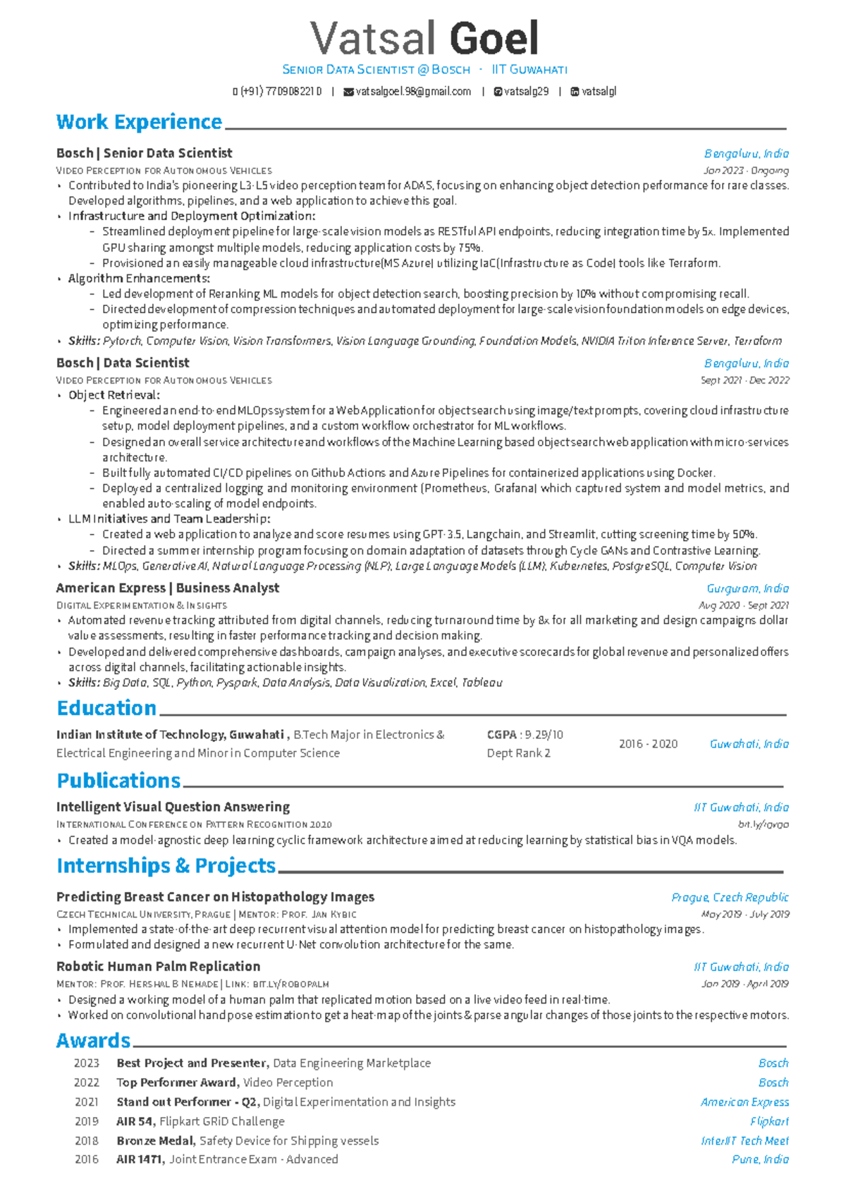 Vatsal Goel - Work Experience & Skills Overview for Data Science Roles ...