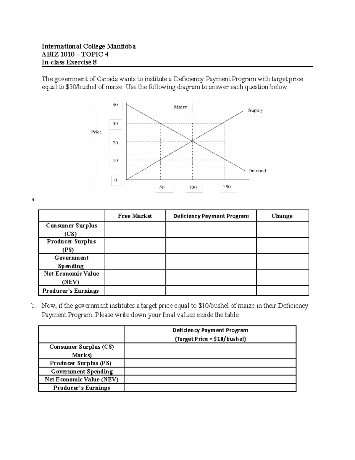 In-class Exercise 8- Deficency Payment -2 - International College ...