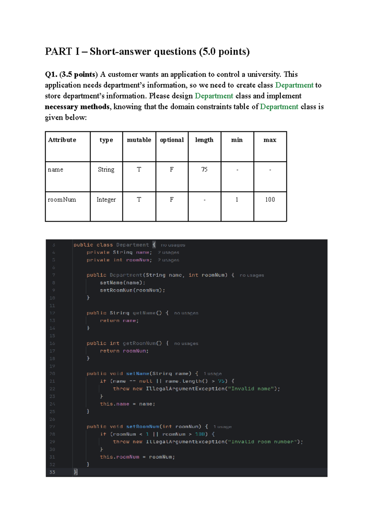 PR2 - Java Class Design & Array Division Questions - Studocu