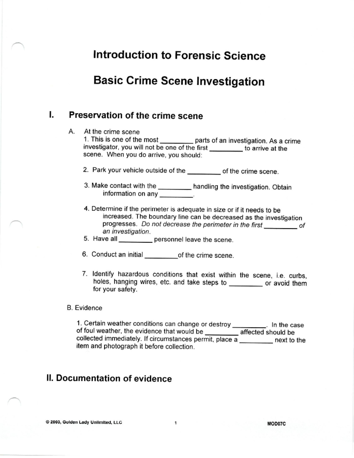 Basic Crime Scene Investigation Notes (CSI 101) - Studocu
