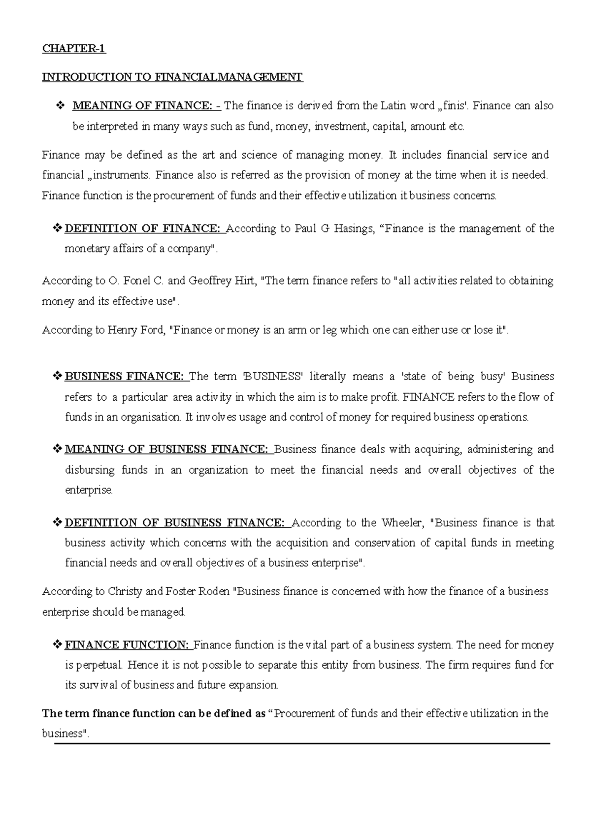FM UNIT 1 - Theory Notes on Financial Management Concepts - Studocu