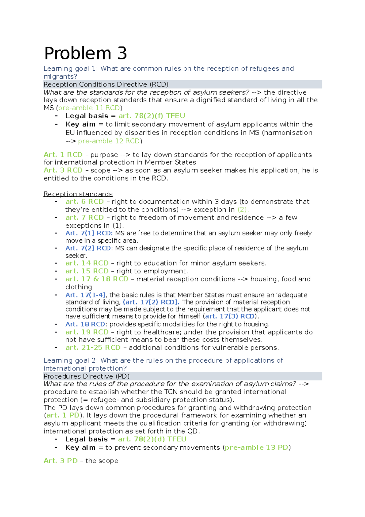 Problem 3 - Rules and Standards for Refugee Reception (RCD & PD ...
