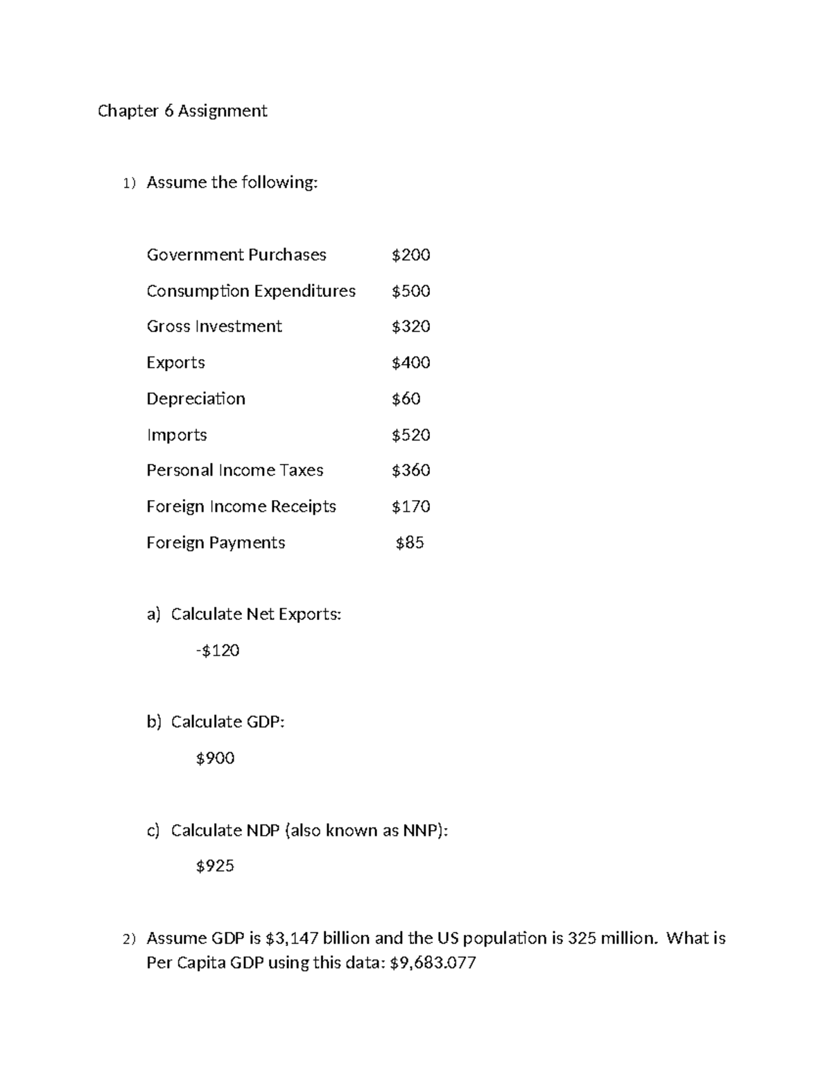 Chapter 6 Assignment: GDP and Economic Measurement Analysis - Studocu