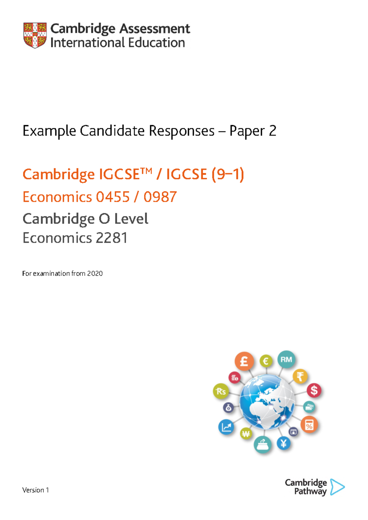 Cambridge IGCSE Economics 0455 Exam Example Responses Paper 2 - Studocu