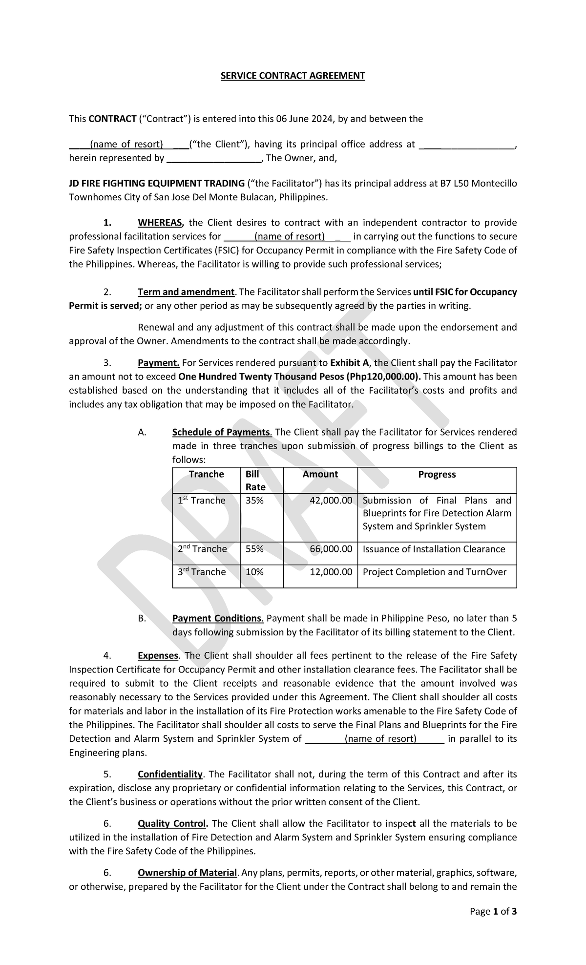 Pansol Contract and TOR - Page 1 of 3 SERVICE CONTRACT AGREEMENT This ...