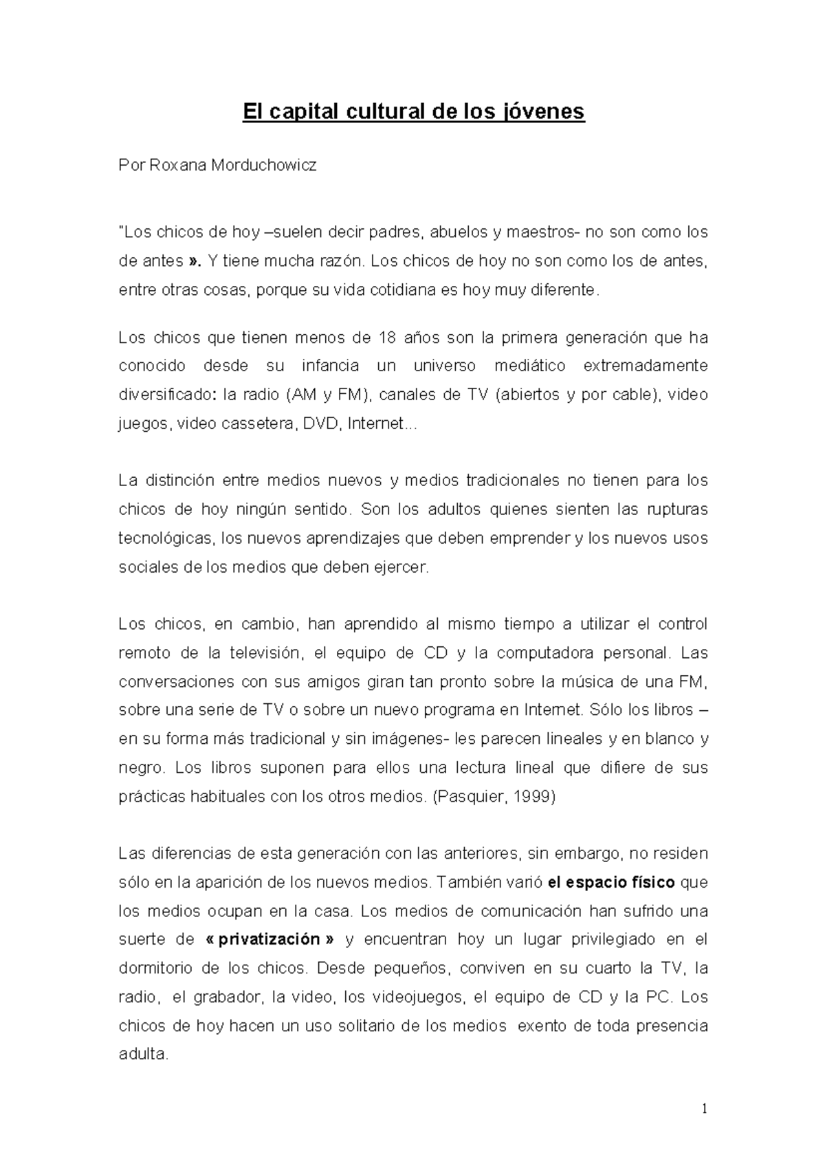 8 Roxana Morduchowicz: Capital Cultural y Educación de Jóvenes - Document Preview
