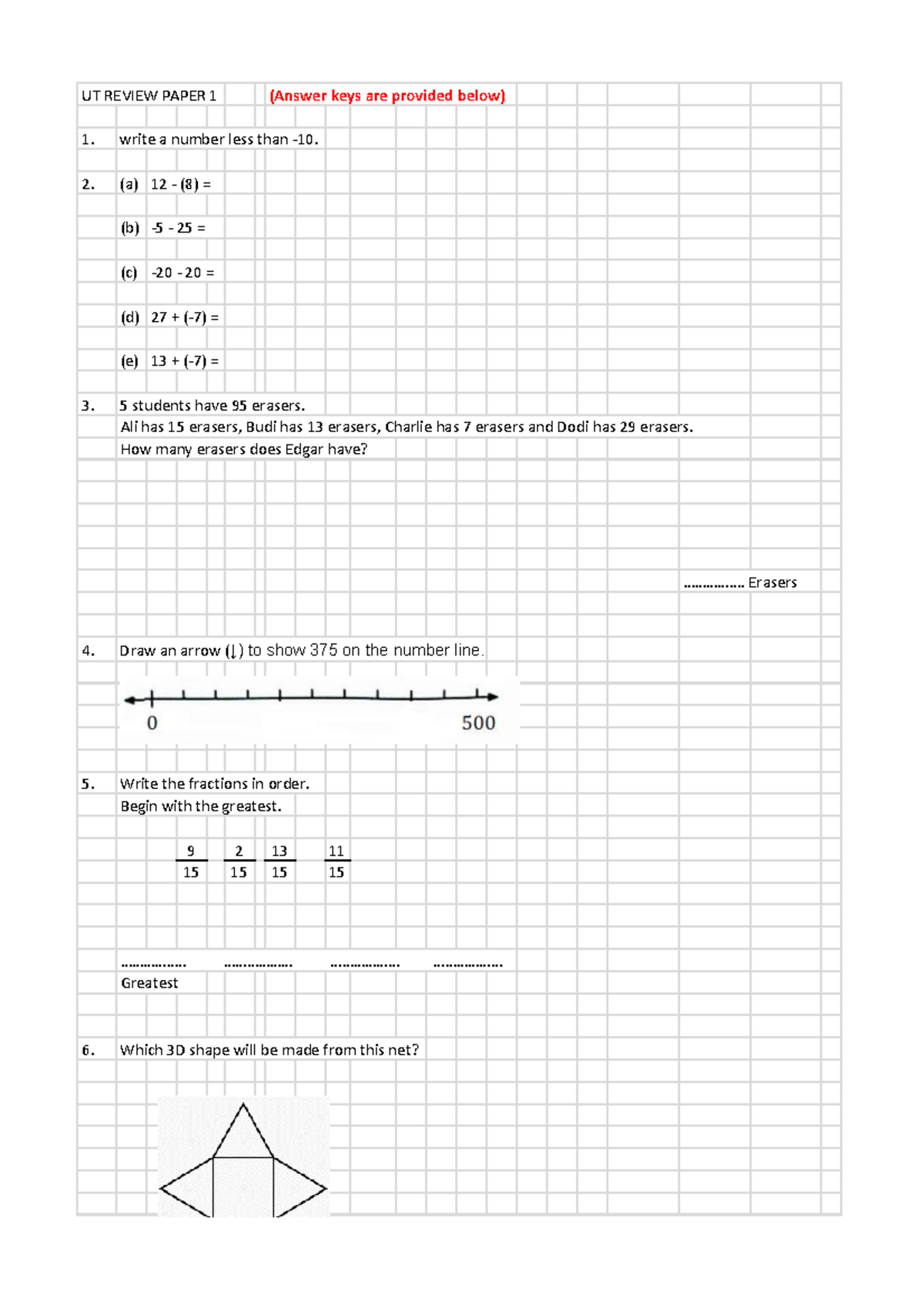 UT REVIEW PAPER 1: Answer Keys and Solutions - Studocu