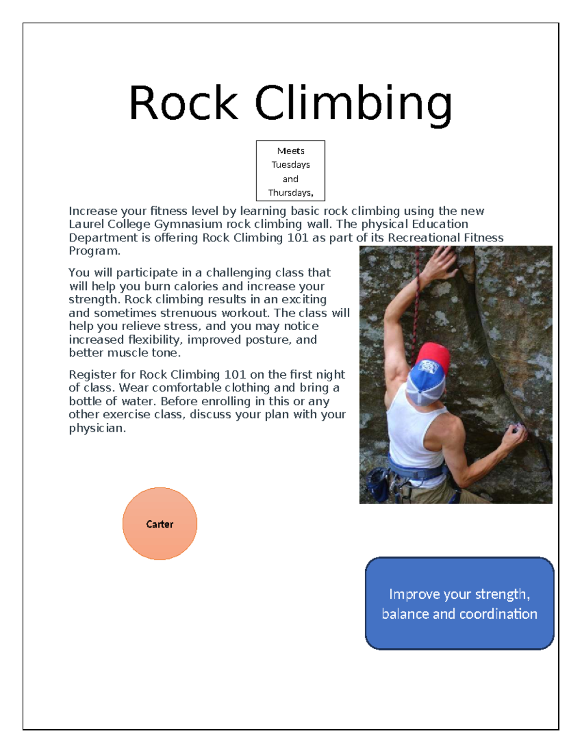Rock Climbing 101: Enhance Fitness & Strength at Laurel College - Studocu