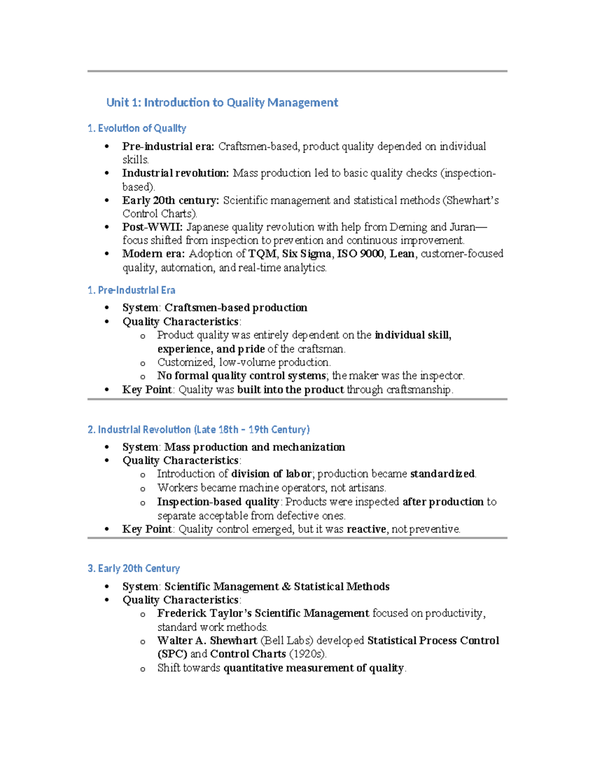 Unit 1: Evolution of Quality Management - TQM Overview and Key Concepts ...