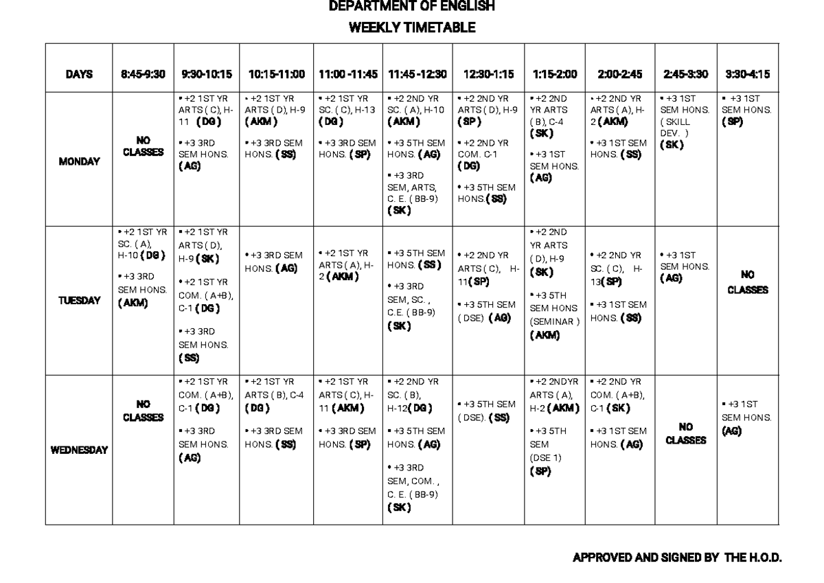 Time Table 2 - This is for English teacher - DEPARTMENT OF ENGLISH ...