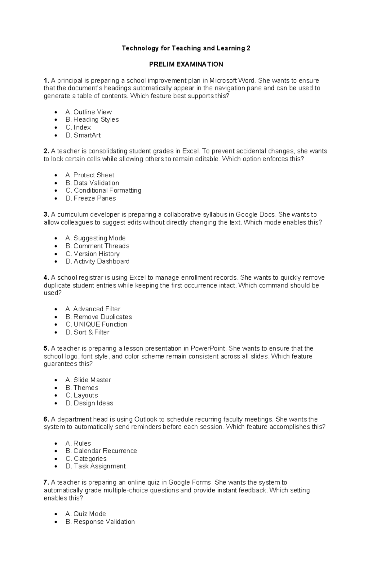 TTL2 - Technology for Teaching and Learning 2 Prelim Exam Guide - Studocu