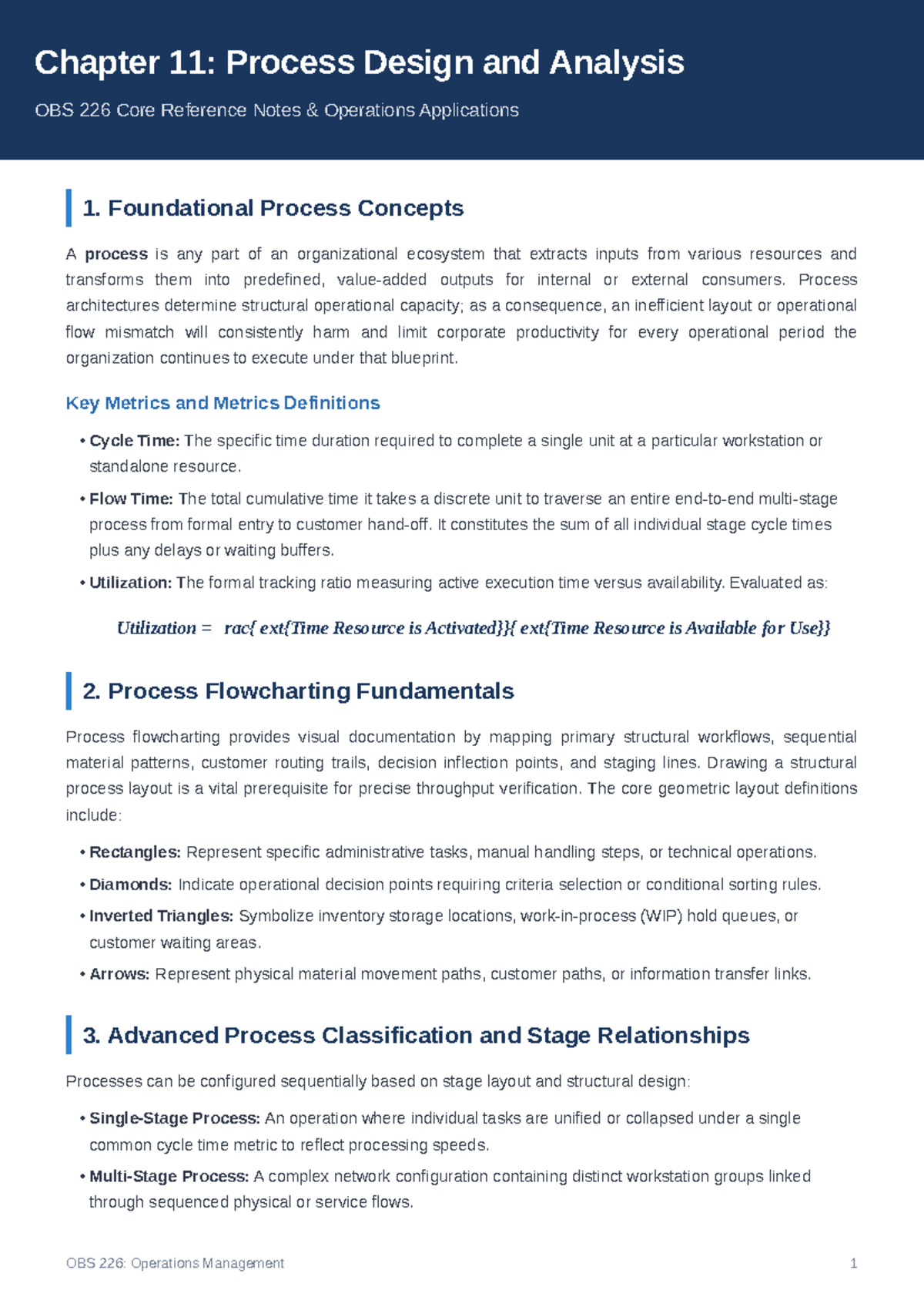 Chapter 11: Process Design & Analysis - OBS 226 Core Notes - Studocu