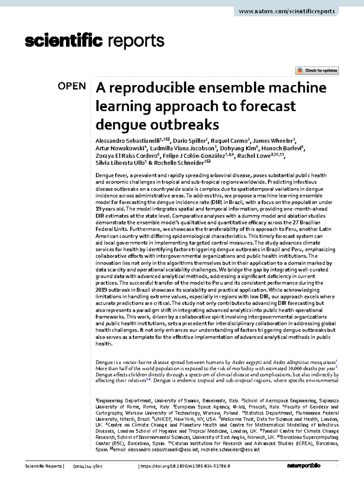 Ensemble ML for Dengue Outbreak Forecasting in Brazil & Peru (S41598 ...