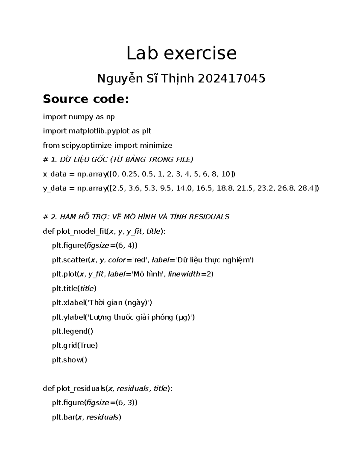 Lab Exercise: Fitting Models to Data - 202417045 - Studocu