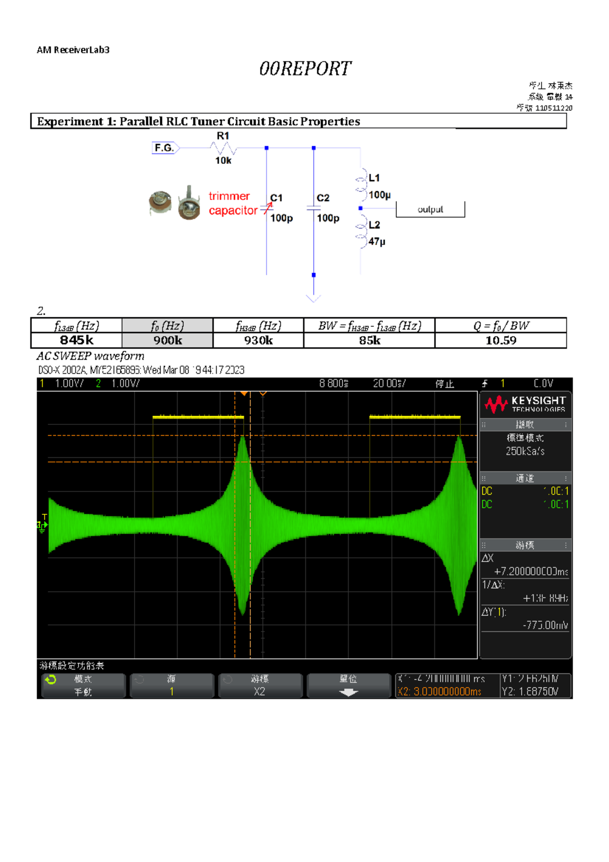 Lab03: AM Receiver Experiment Report - Lin Bingjie 110511220 - Studocu