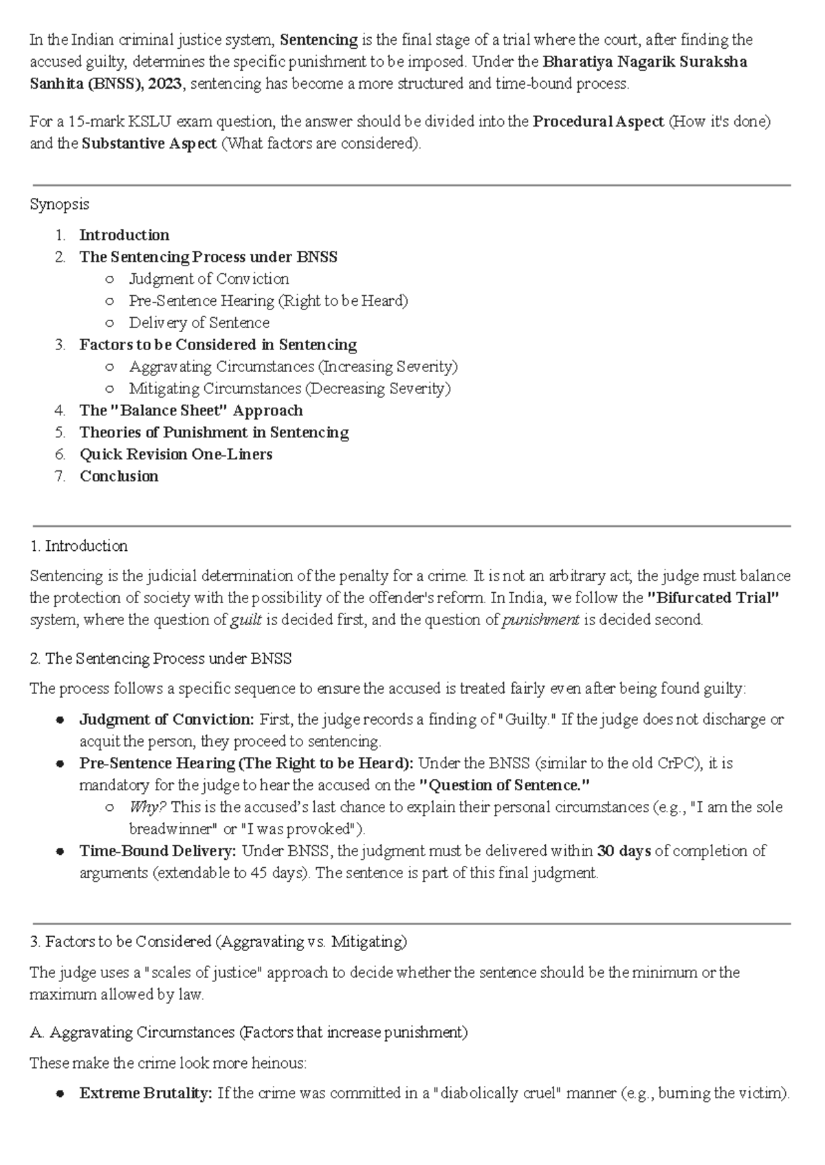 KSLU P&V Unit II: Sentencing Process under BNSS 2023 - Key Insights ...