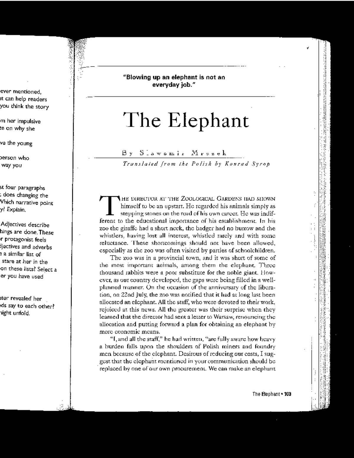 The elephant - This is a story for the class - up an elephant is not an ...