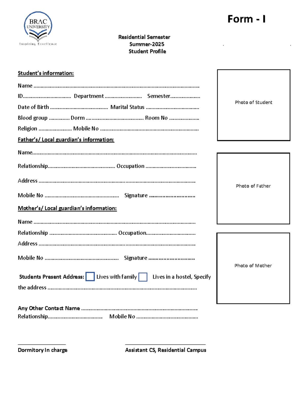 RS Forms for Residential Semester Summer 2025 - Studocu