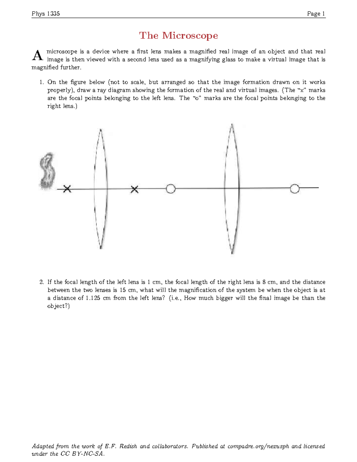 Phys 1335 Microscope - Short Worksheet on Image Formation - Studocu
