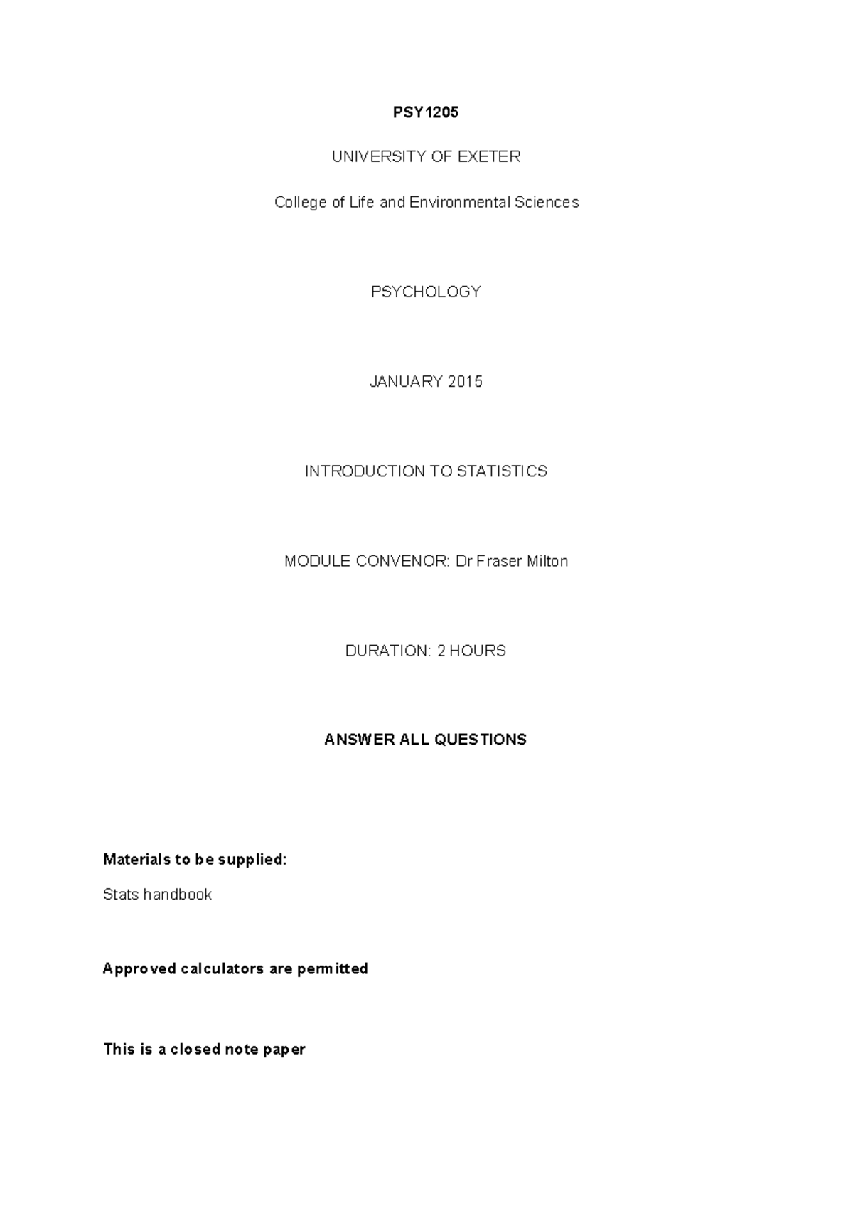 2015 Exam paper example - - Studocu